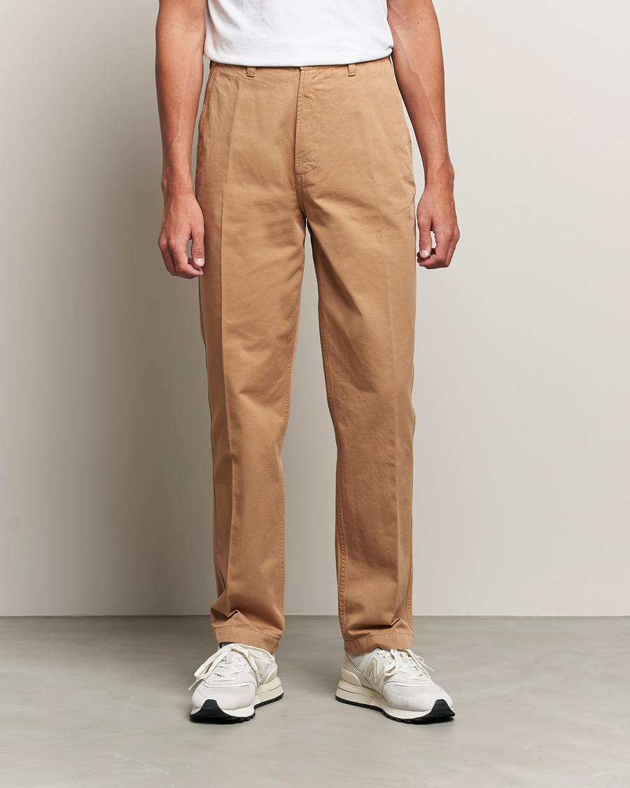 Heren | Broeken | Drake's | Cotton Flat Front Chino Tobacco