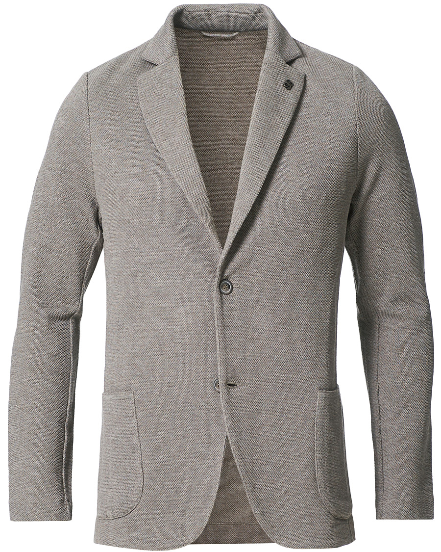 Heren | Blazers | Gran Sasso | Structured Cotton/Linen Blazer Grey/Brown