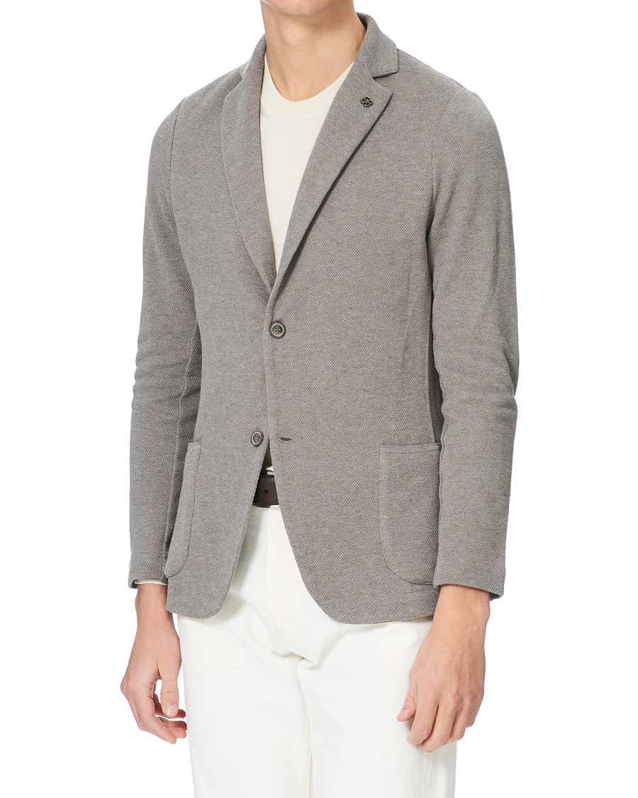 Heren | Blazers | Gran Sasso | Structured Cotton/Linen Blazer Grey/Brown