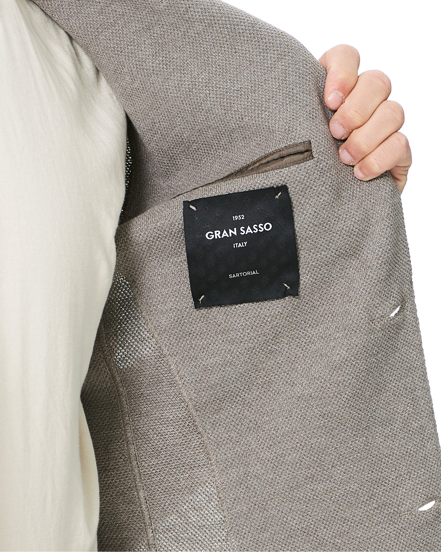 Heren | Blazers | Gran Sasso | Structured Cotton/Linen Blazer Grey/Brown