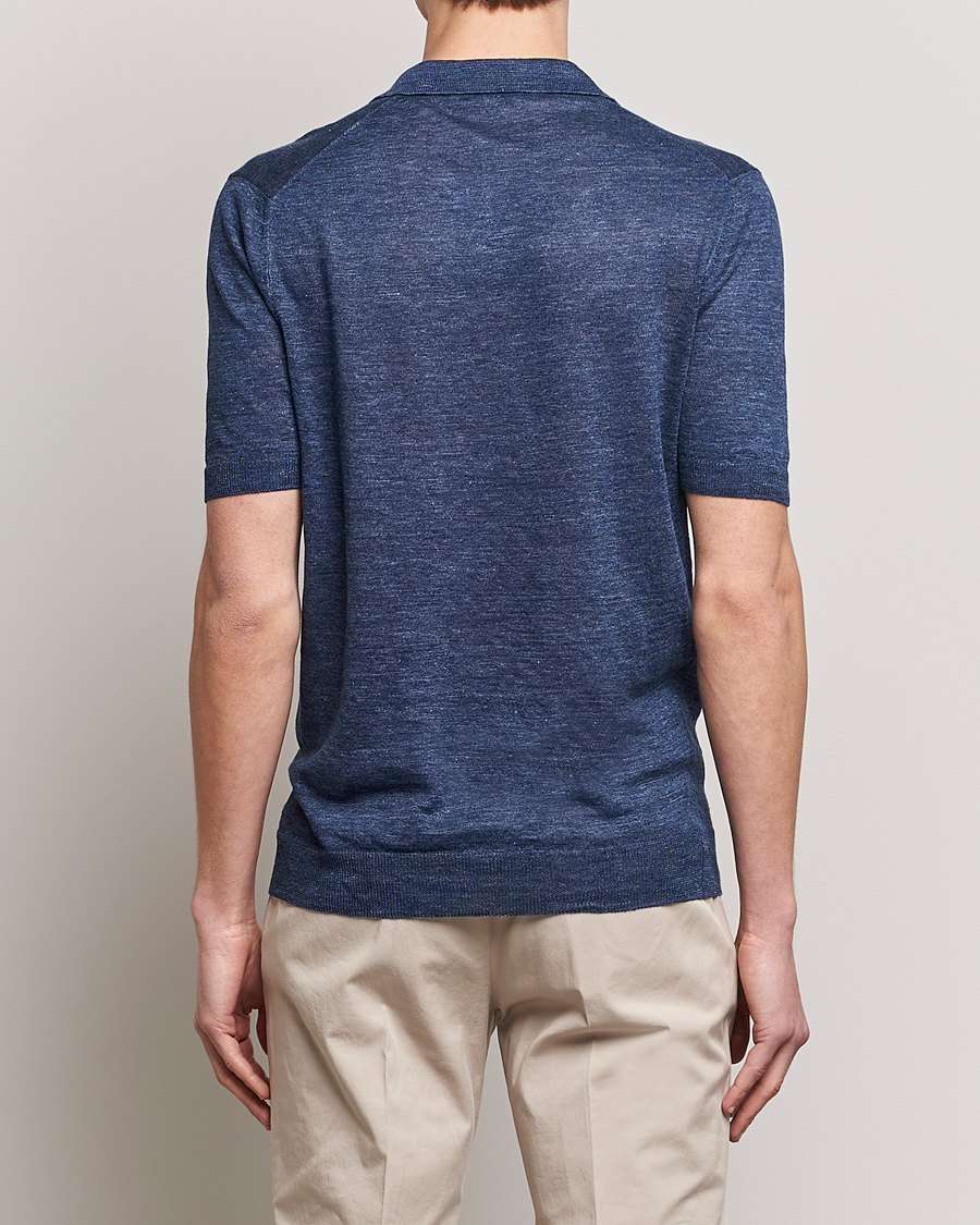 Heren | Polo's | Gran Sasso | Knitted Linen Polo Navy Melange