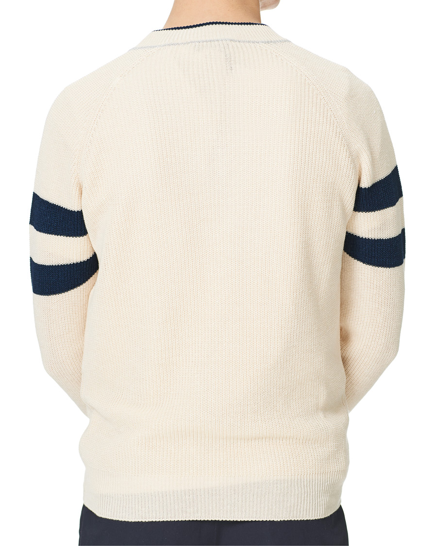 Heren | Truien | Gran Sasso | Linen/Cotton Cricket V-Neck Sweater White