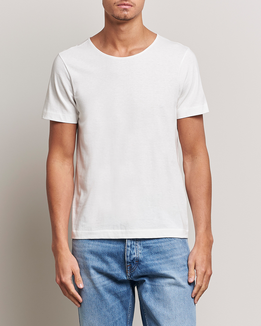 Heren | T-shirts | Merz b. Schwanen | 1920s Loopwheeled T-Shirt White