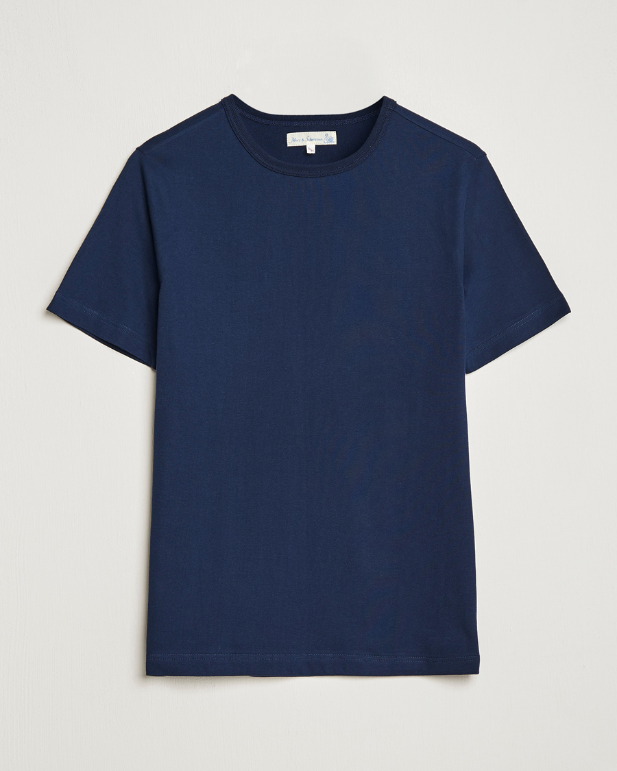 Heren | T-shirts | Merz b. Schwanen | 1950s Classic Loopwheeled Ink Blue