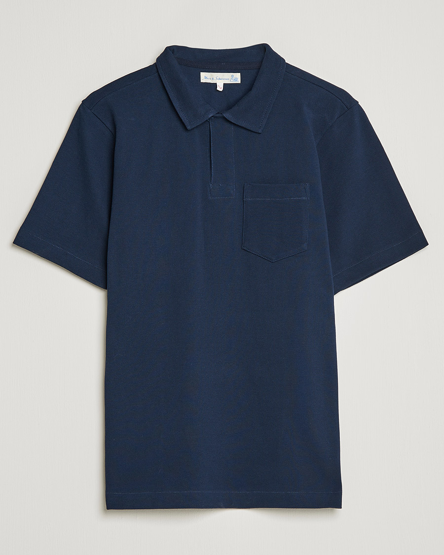 Heren | Polo's | Merz b. Schwanen | Organic Cotton Washed Polo Ink Blue
