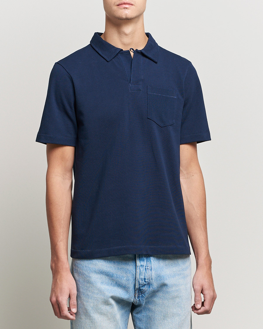 Heren | Poloshirts met korte mouwen | Merz b. Schwanen | Organic Cotton Washed Polo Ink Blue