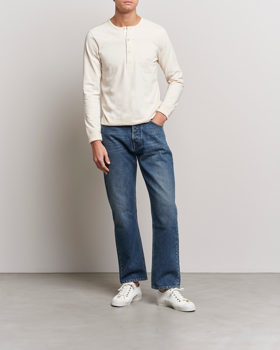 Heren | Truien | Merz b. Schwanen | Classic Organic Cotton Henley Sweater Nature
