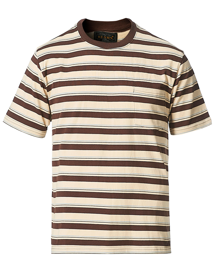 Heren | T-shirts | BEAMS PLUS | Striped Pocket Tee Beige