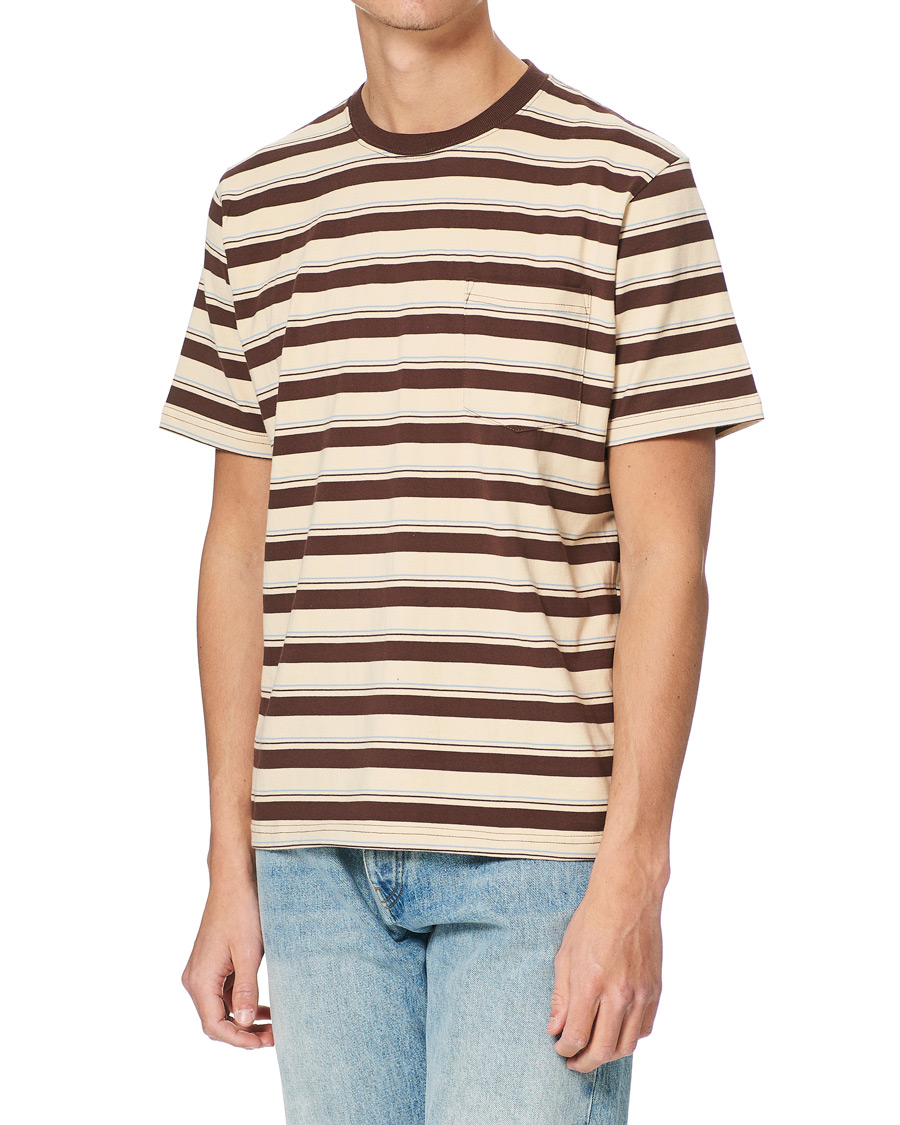Heren | T-shirts | BEAMS PLUS | Striped Pocket Tee Beige