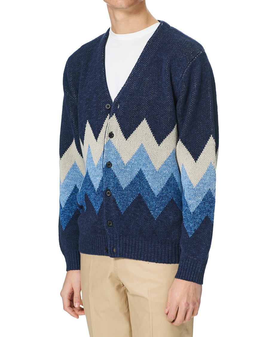 Heren | Truien | BEAMS PLUS | Jacquard Cardigan Indigo Blue