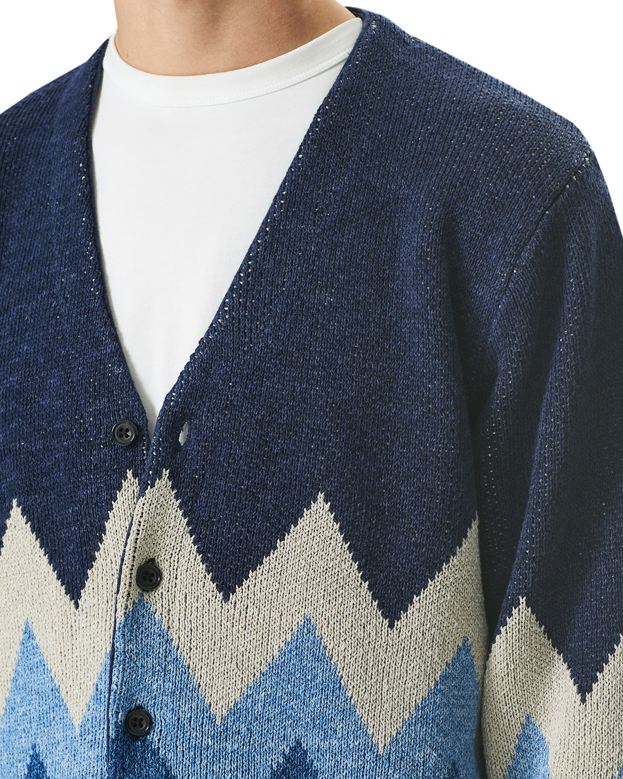 Heren | Truien | BEAMS PLUS | Jacquard Cardigan Indigo Blue