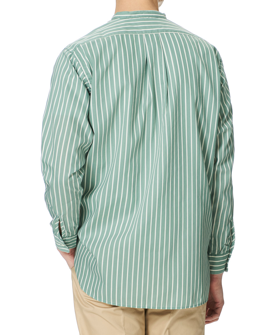 Heren | Overhemden | BEAMS PLUS | Band Collar Striped Shirt Green/White