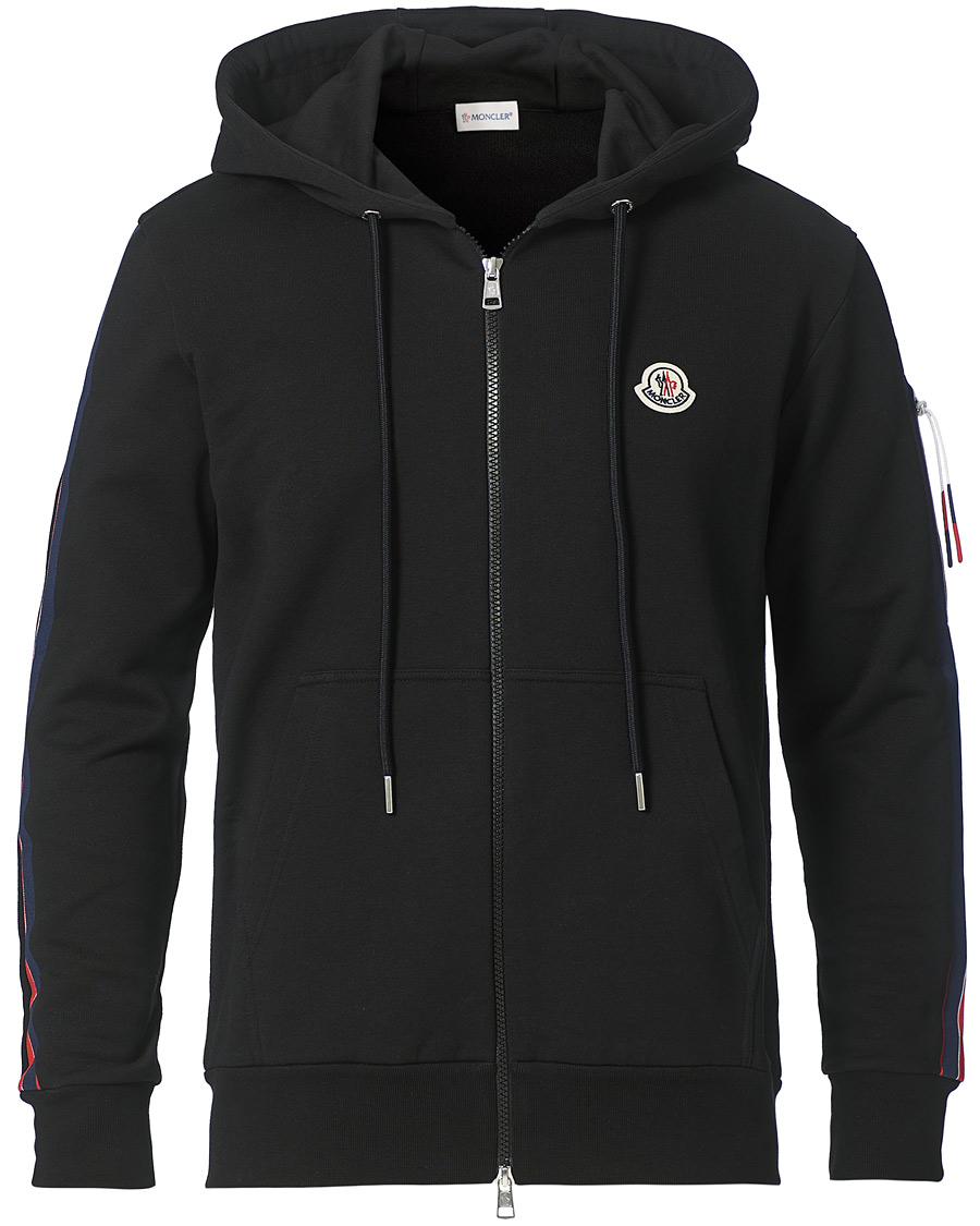 Heren | Truien | Moncler | Tape Logo Zip Hoodie Black