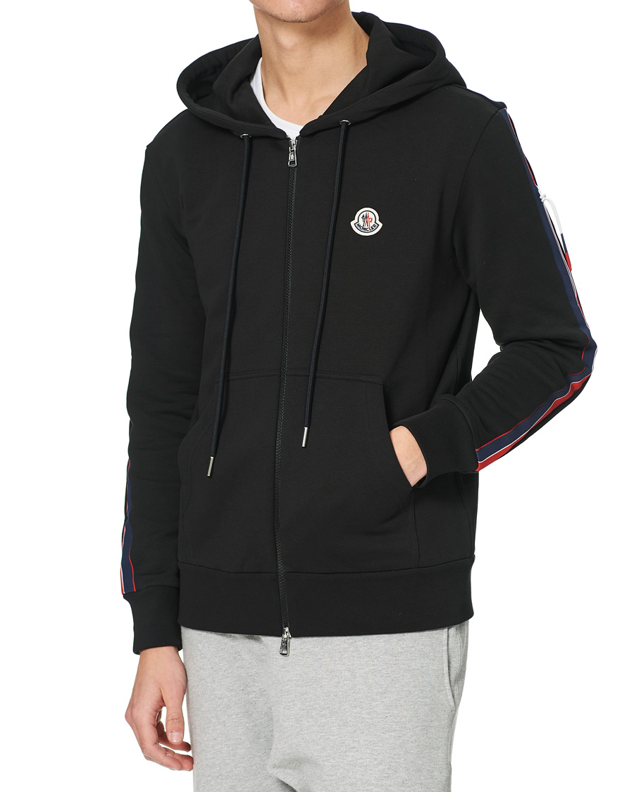Heren | Truien | Moncler | Tape Logo Zip Hoodie Black