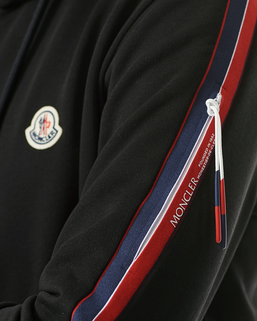 Heren | Truien | Moncler | Tape Logo Zip Hoodie Black