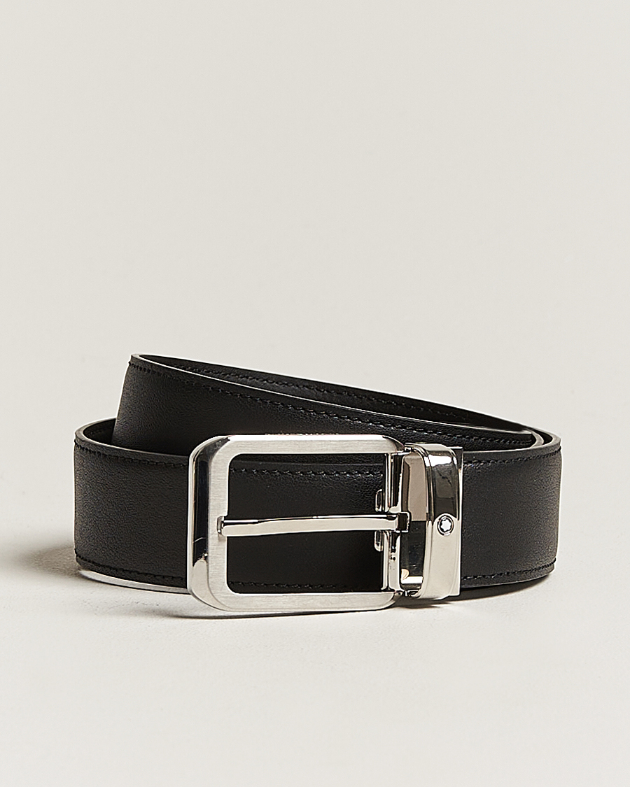 Heren | Montblanc | Montblanc | Black 35 mm Leather belt Black