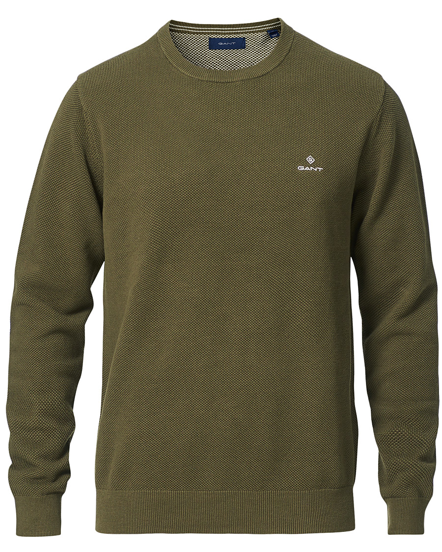 Heren | Truien | GANT | Cotton Pique Crew Neck Sweater Racing Green