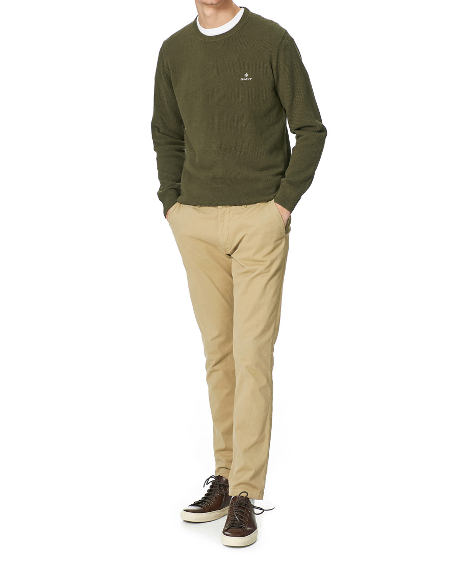 Heren | Truien | GANT | Cotton Pique Crew Neck Sweater Racing Green