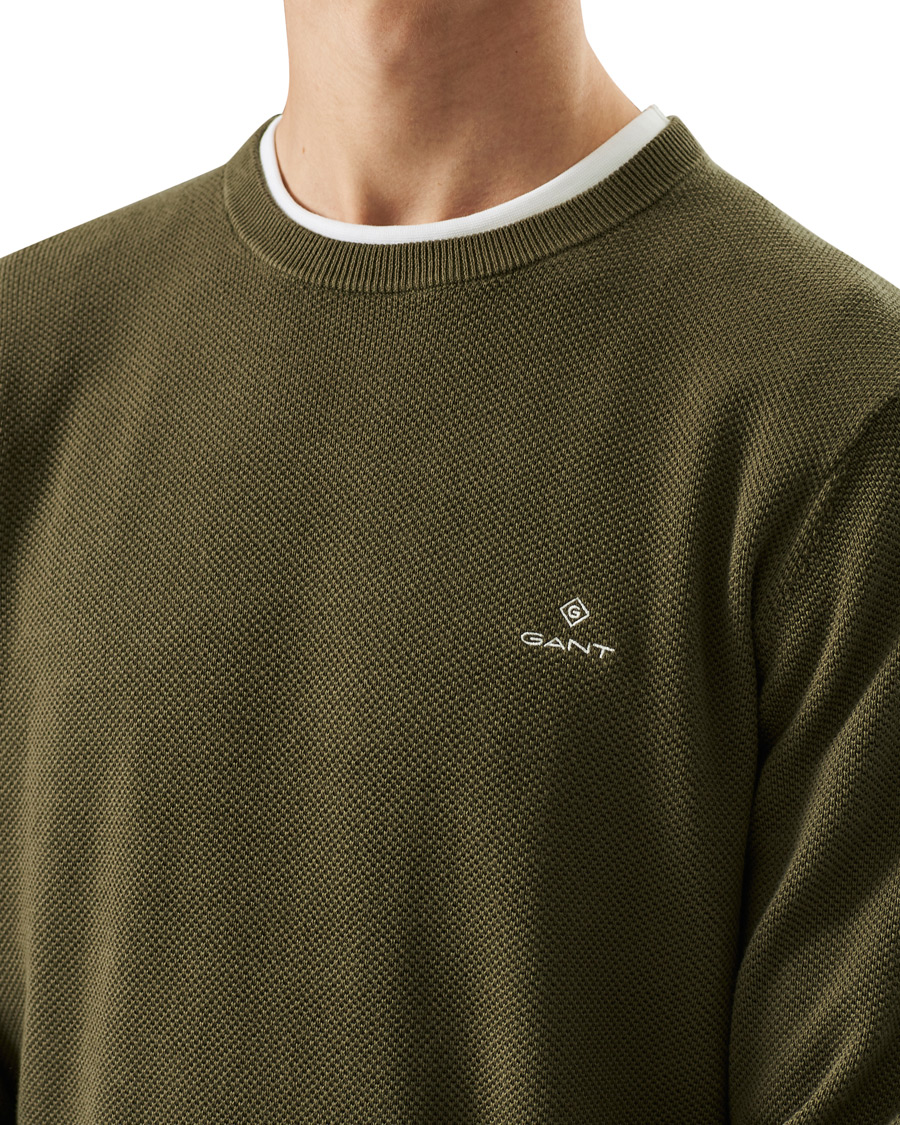 Heren | Truien | GANT | Cotton Pique Crew Neck Sweater Racing Green
