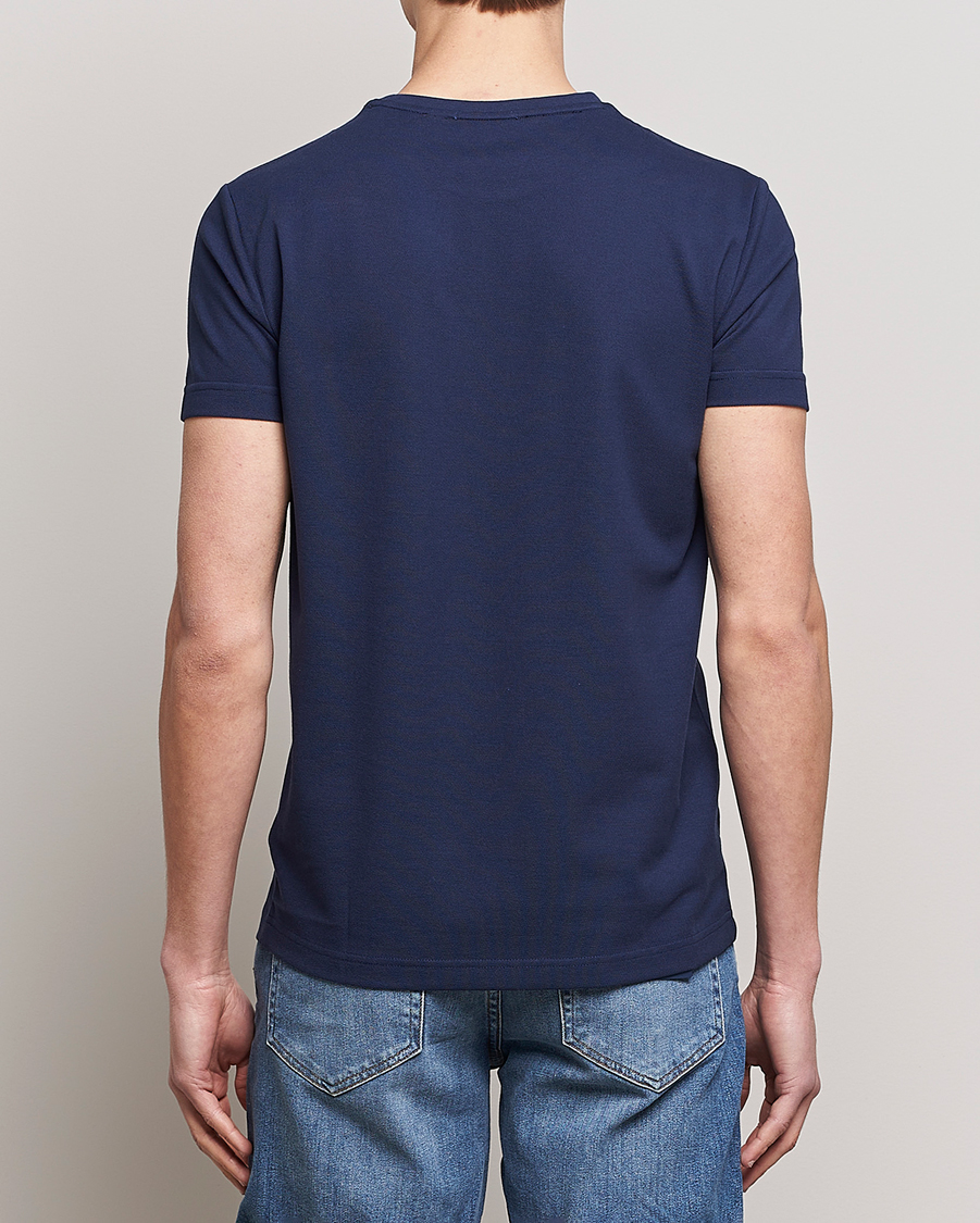 Heren | T-shirts | GANT | Cotton Pique Crew Neck T-Shirt Evening Blue
