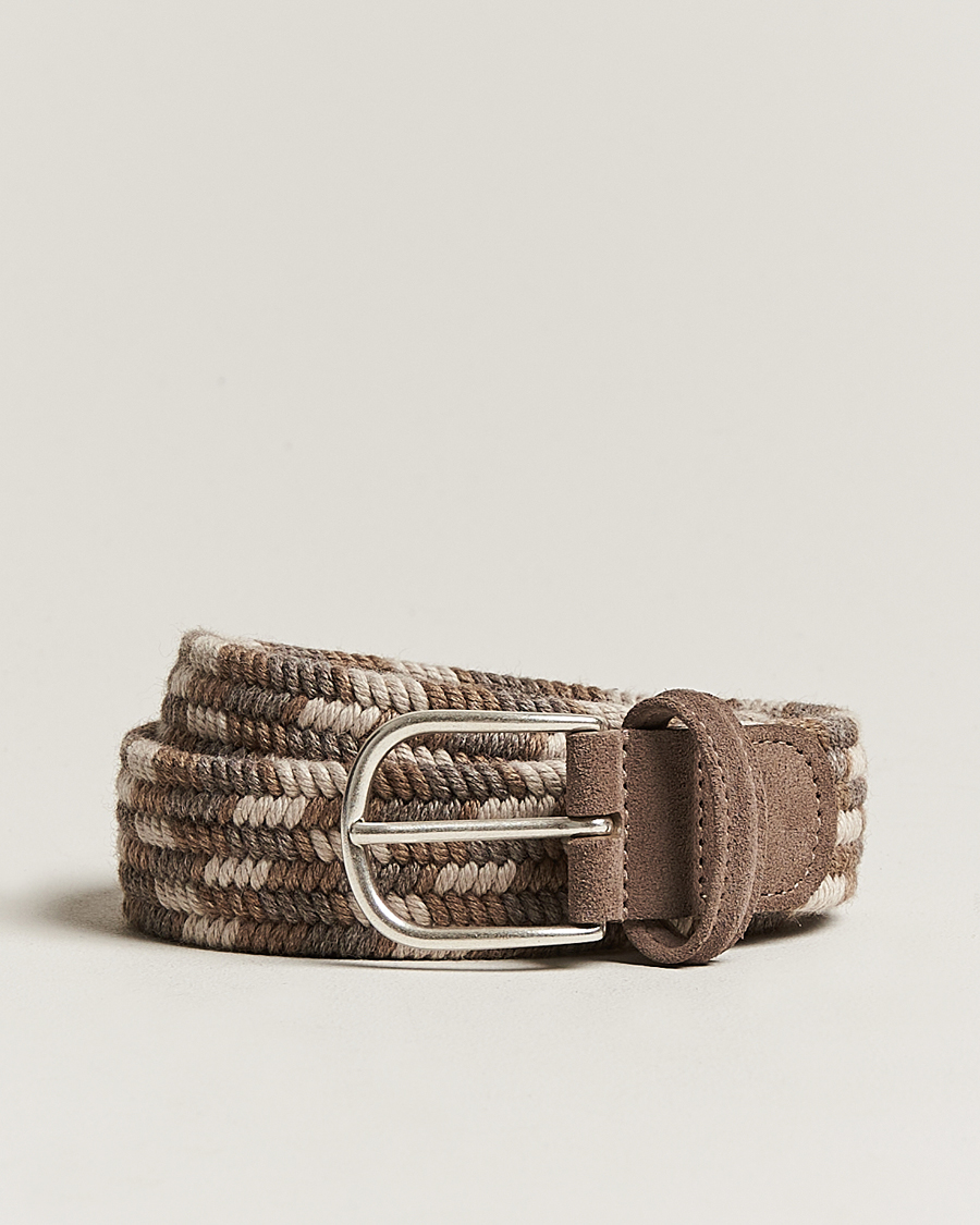 Heren | Riemen | Anderson's | Braided Wool Belt Multi Natural