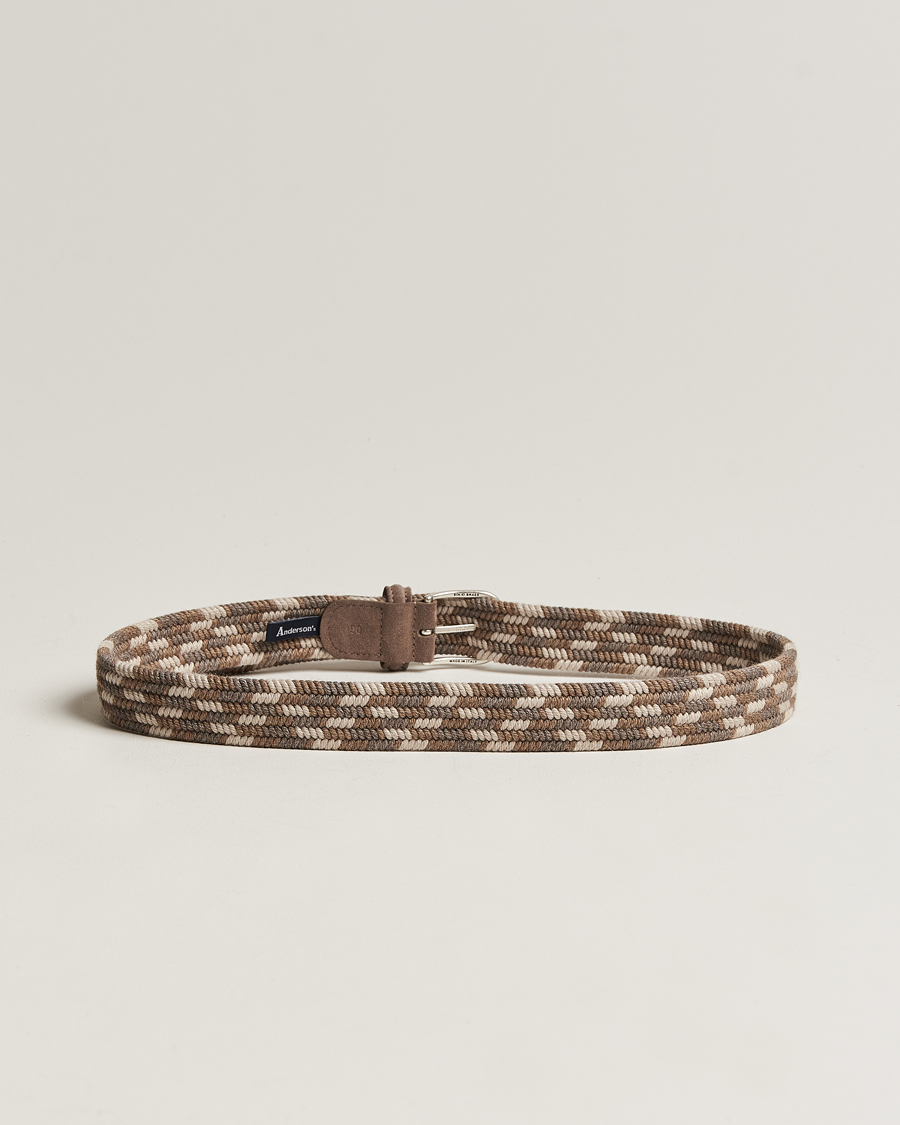 Heren | Gevlochten riemen | Anderson's | Braided Wool Belt Multi Natural