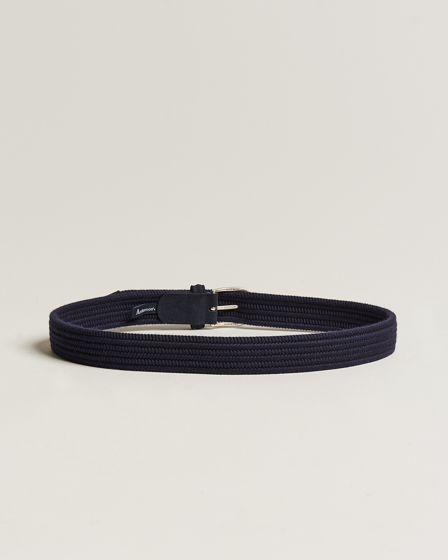 Heren | Afdelingen | Anderson's | Braided Wool Belt Navy