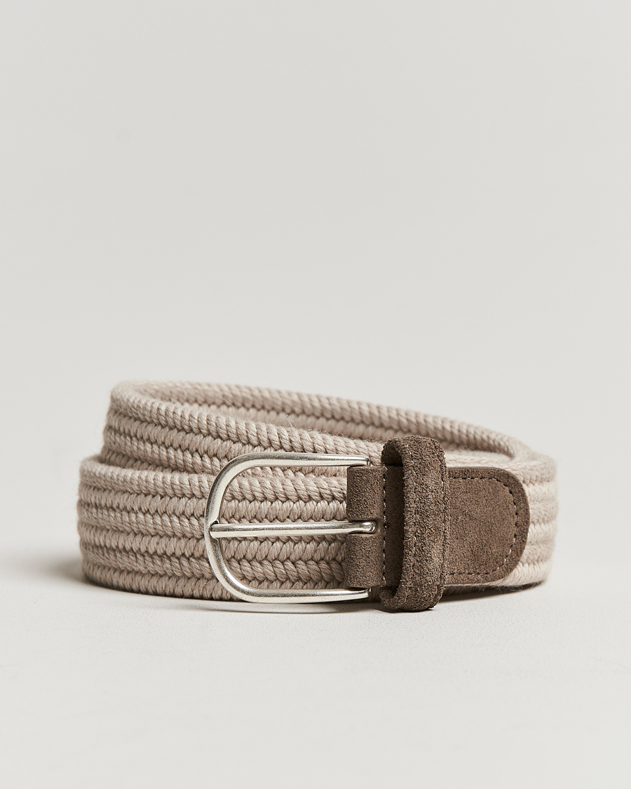 Heren | Riemen | Anderson's | Braided Wool Belt Beige