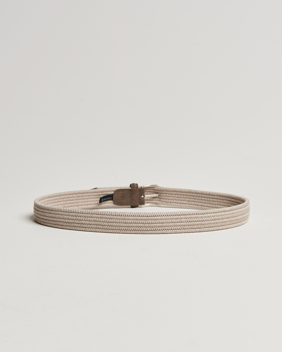 Heren | Gevlochten riemen | Anderson's | Braided Wool Belt Beige