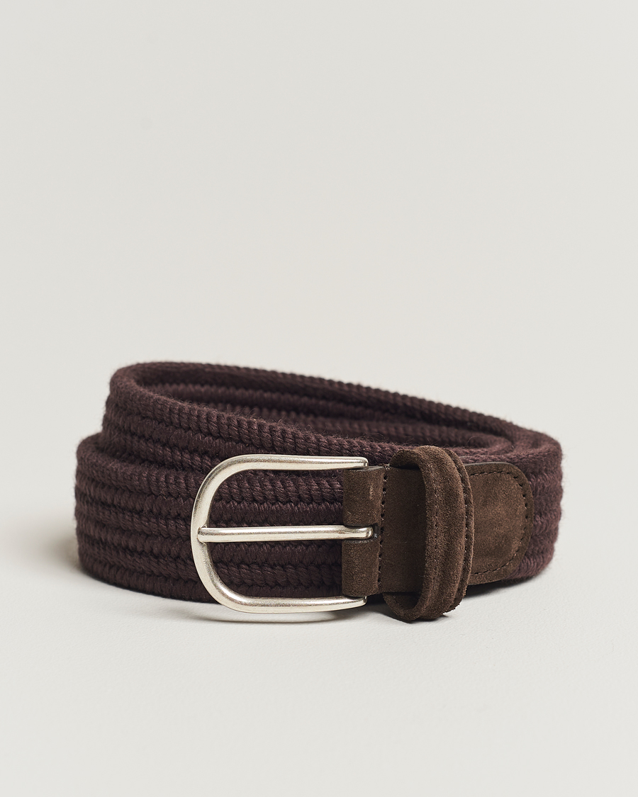 Heren | Riemen | Anderson's | Braided Wool Belt Brown