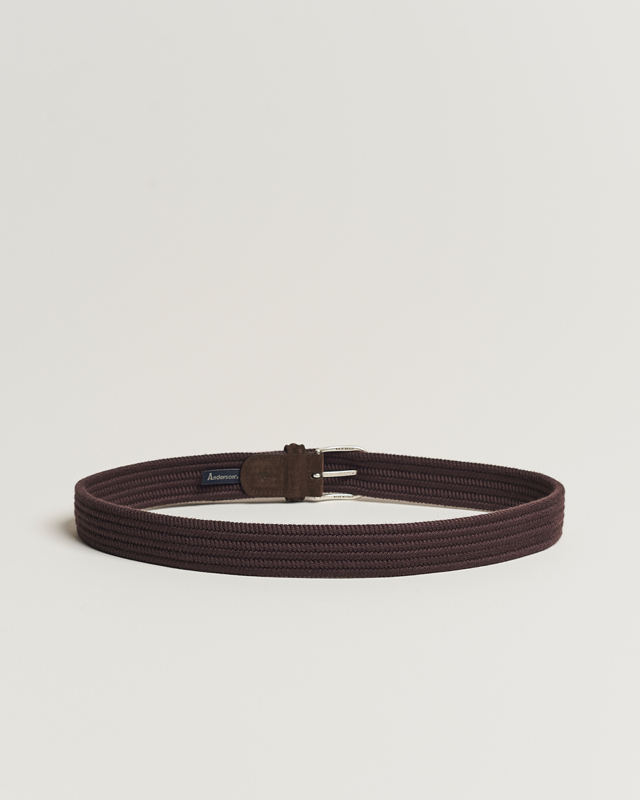 Heren | Italian Department | Anderson's | Braided Wool Belt Brown