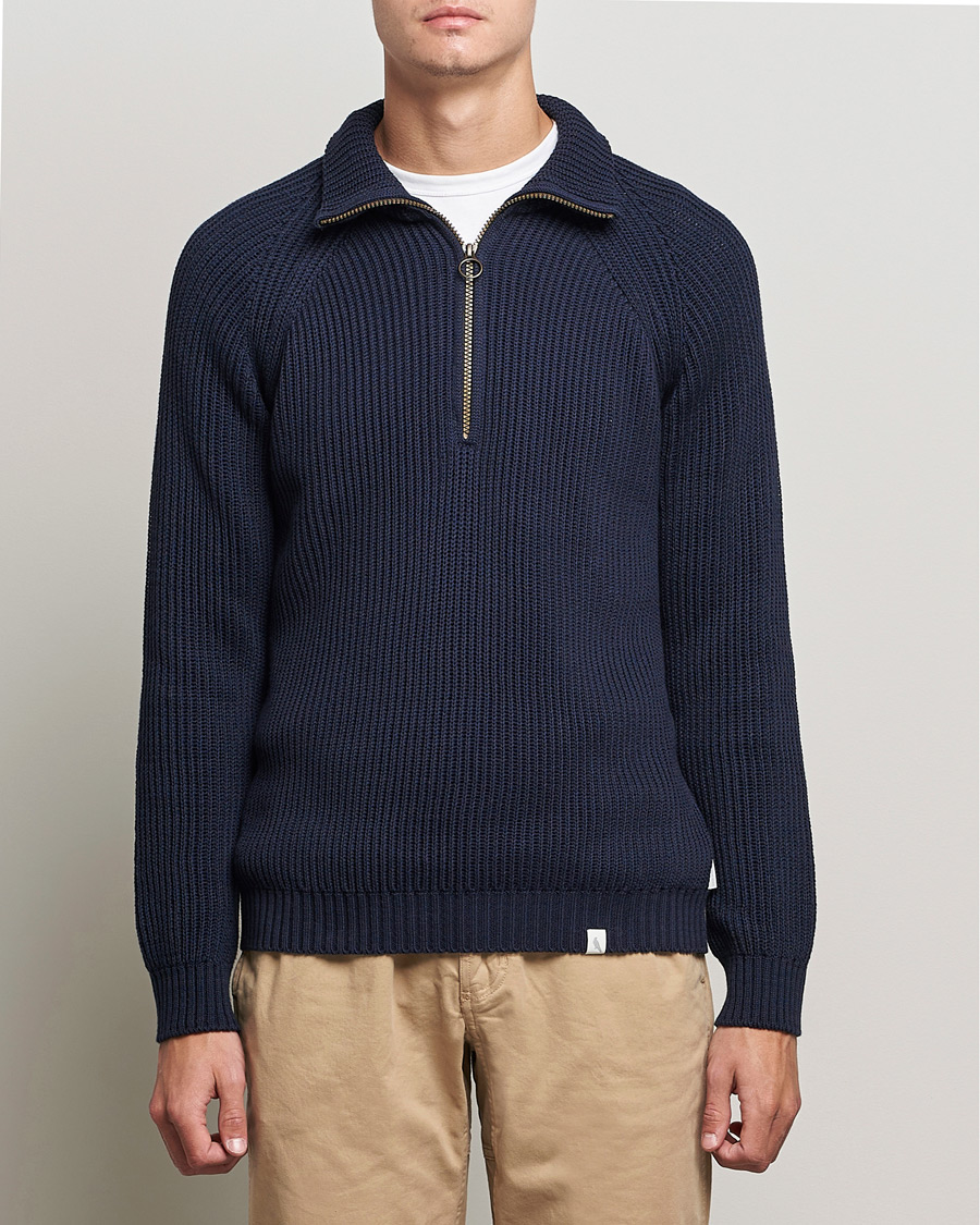 Heren | Truien | Peregrine | Felix Quarter Zip Jumper Navy