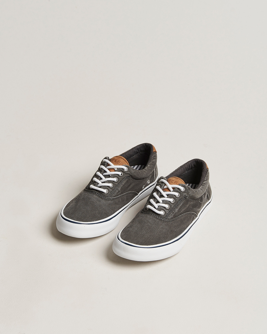 Heren | Sperry Striper II Canvas Sneaker Whased Black | Sperry | Striper II Canvas Sneaker Whased Black