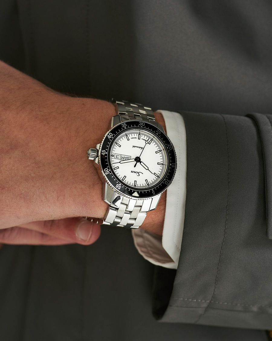 Heren | Roestvrijstalen band | Sinn | 104 I W Pilot Watch 41mm Steel Link White