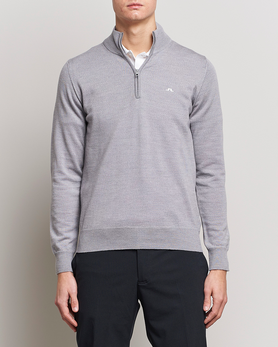 Heren | Half-zip | J.Lindeberg | Kian Tour Merino Half Zip Grey Melange