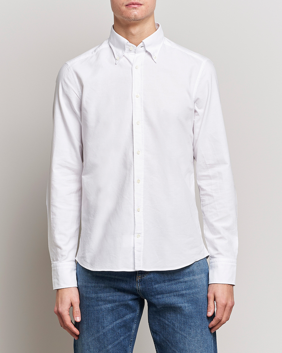 Heren | Overhemden | Stenströms | Slimline Oxford Shirt White