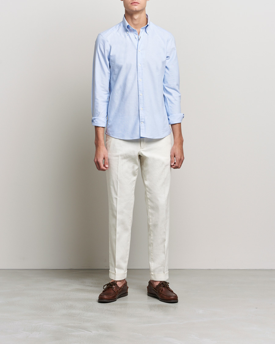 Heren | Overhemden | Stenströms | Slimline Oxford Shirt Light Blue