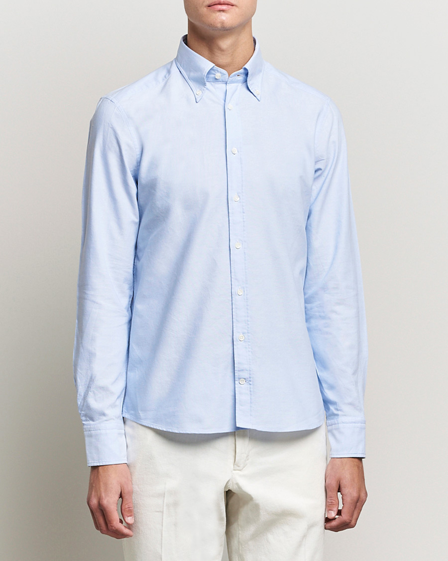 Heren | Overhemden | Stenströms | Slimline Oxford Shirt Light Blue