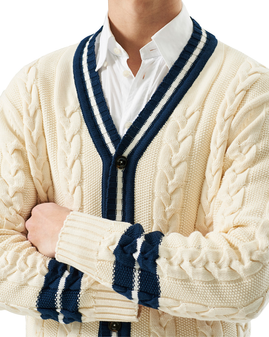 Heren | Truien | Baracuta | Cotton Cable Cardigan Off White