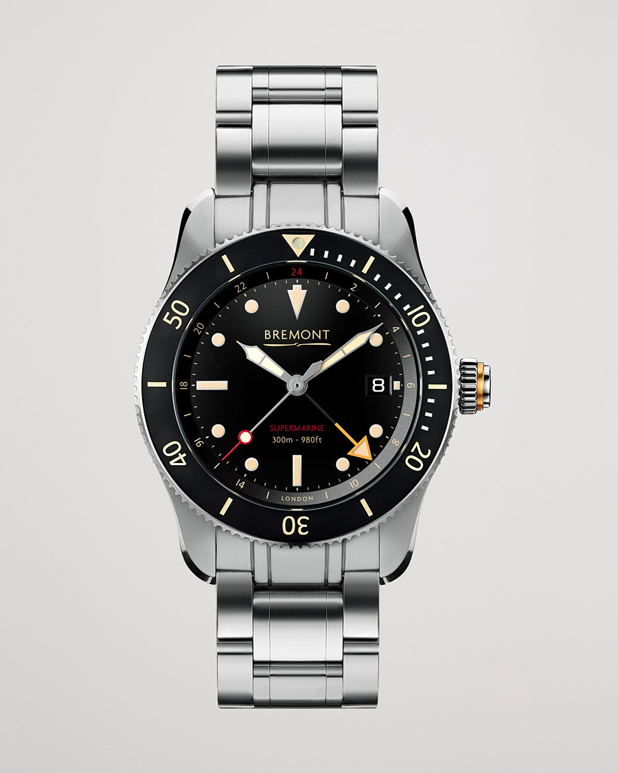 Heren | Bremont S302 Supermarine GMT 40mm Steel Bracelet Black Dial | Bremont | S302 Supermarine GMT 40mm Steel Bracelet Black Dial