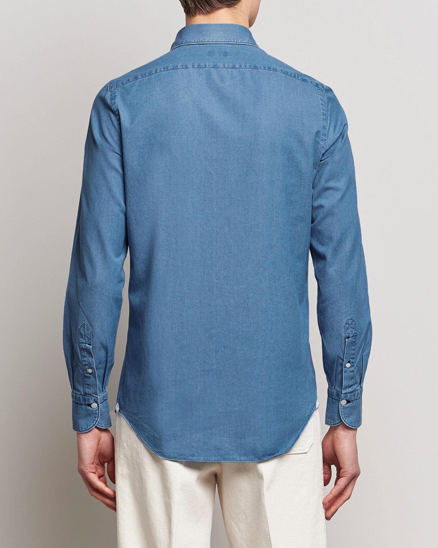 Heren | Overhemden | Finamore Napoli | Milano Slim Denim Shirt Light Indigo