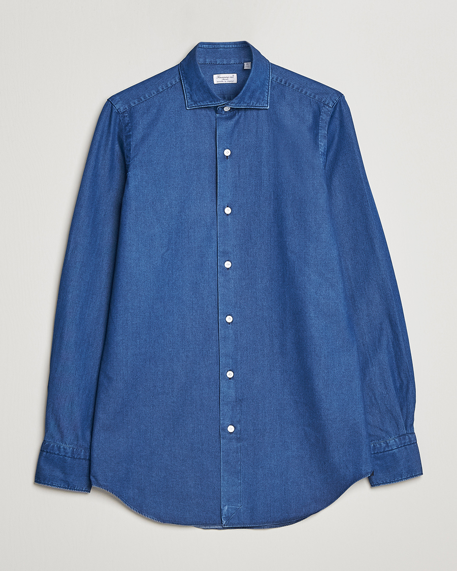 Heren | Overhemden | Finamore Napoli | Milano Slim Denim Shirt Dark Indigo