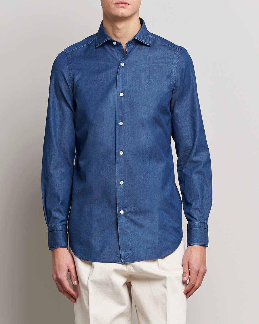 Heren | Spijker overhemden | Finamore Napoli | Milano Slim Denim Shirt Dark Indigo