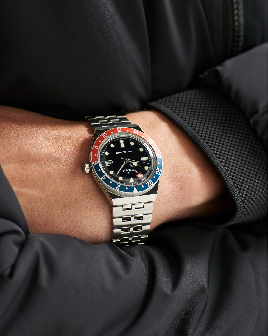 Heren | Horloges | Timex | Q Diver GMT 38mm Navy/Red