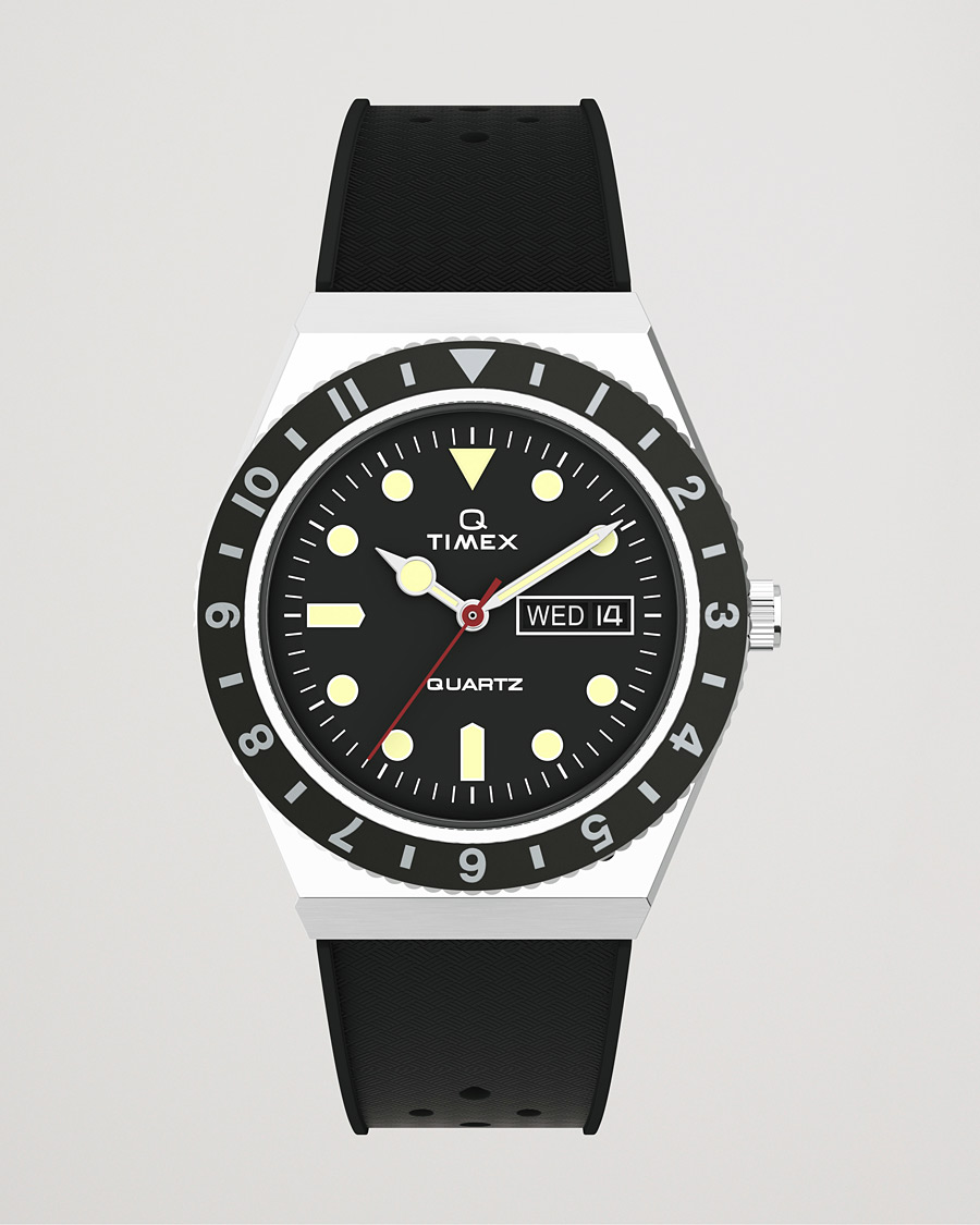 Heren | Timex Q Diver 38mm Rubber Strap Black | Timex | Q Diver 38mm Rubber Strap Black