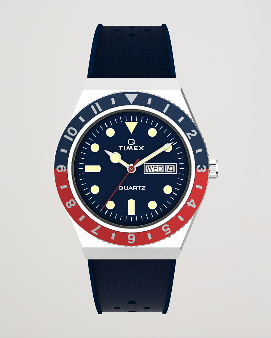 Heren | Rubberen band | Timex | Q Diver 38mm Rubber Strap Blue/Red