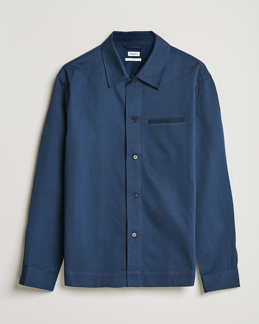 Heren | Overhemden | Filippa K | Matt Linen Overshirt Navy