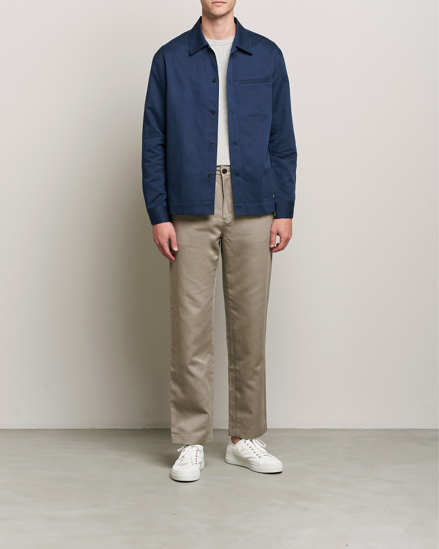 Heren | Overhemden | Filippa K | Matt Linen Overshirt Navy