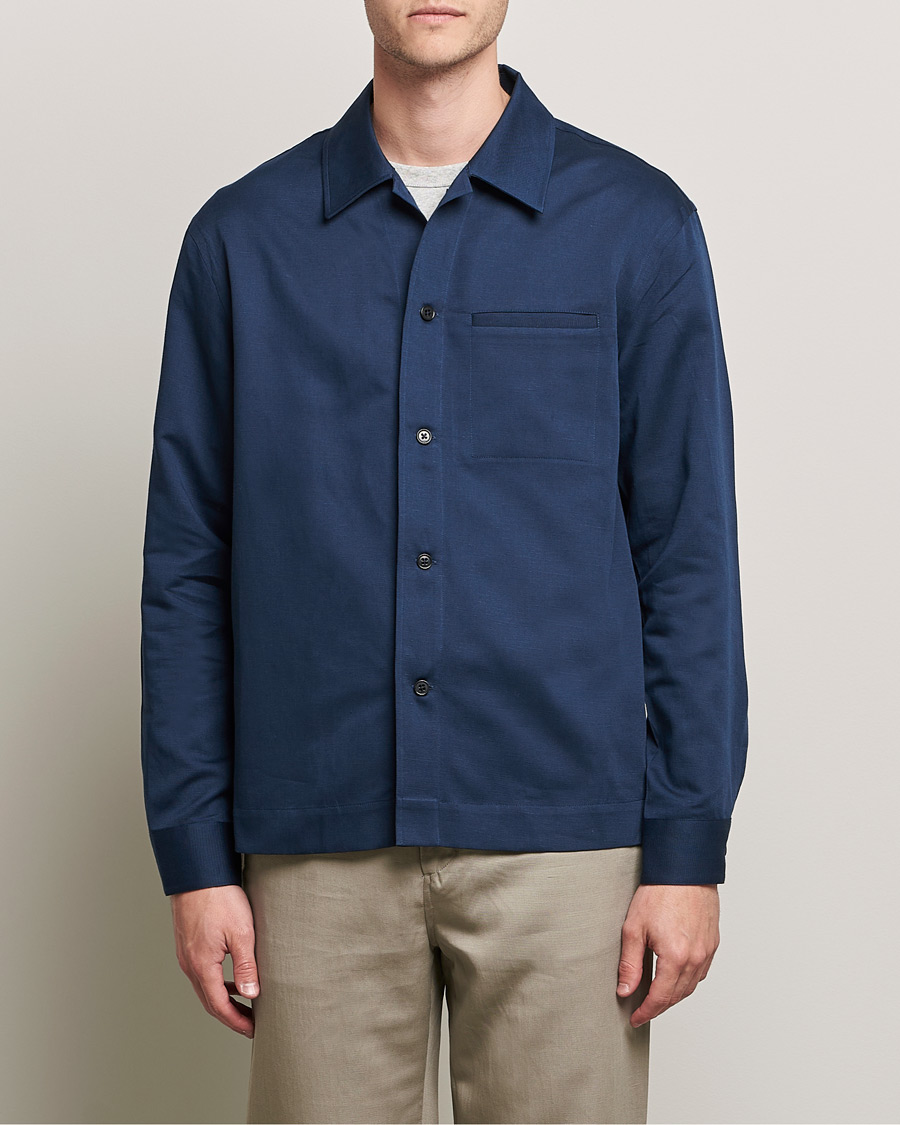 Heren | Overhemden | Filippa K | Matt Linen Overshirt Navy