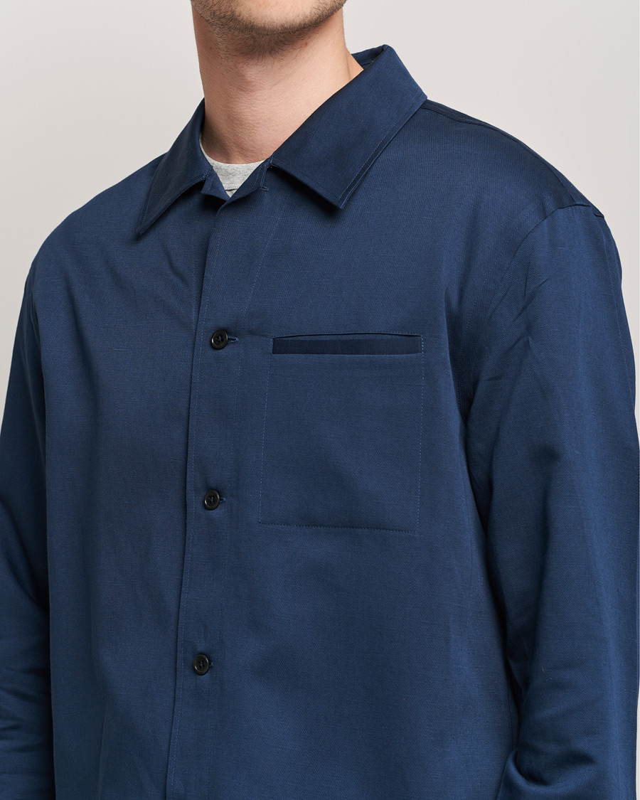 Heren | Overhemden | Filippa K | Matt Linen Overshirt Navy